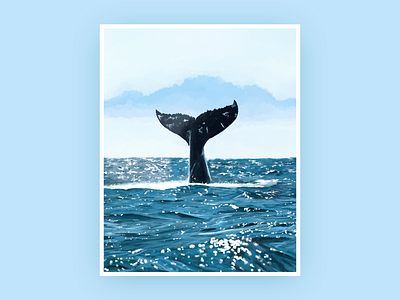 Whale design draw sea whale