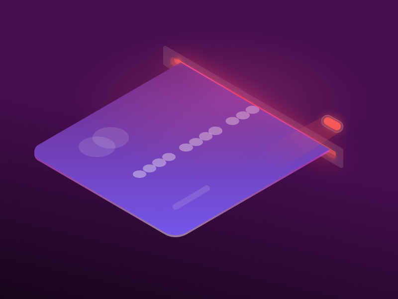 Credit Card isometric. Neon pay.