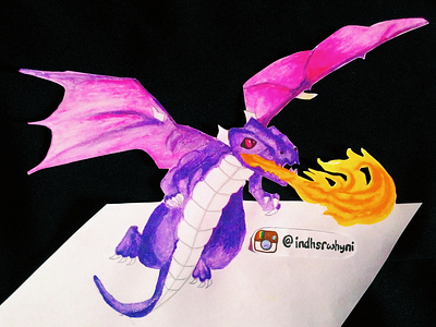 Clash Of Clans's Dragon art colorfull cute design illustration illustrator simple watercolor watercolor painting