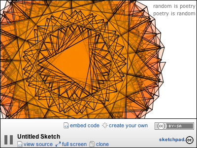 Studio Sketchpad canvas footer, expanded player processing sketch