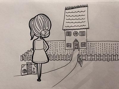 Girl with suitcase girl handdrawn illustration marker