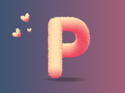 Fur Letter P 3d 3d art design illustration logo typography vector