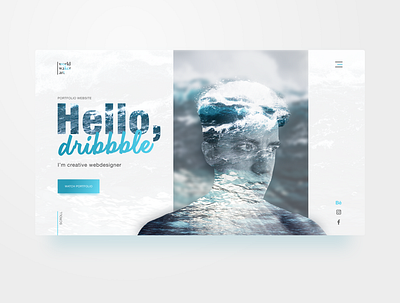 Portfolio website concept shot blue concept design doubleexposure ui ux waves web webdesign