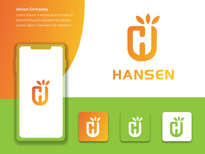 Hansen Brand Logo awesome beauty colorful company h letter h mark hh home