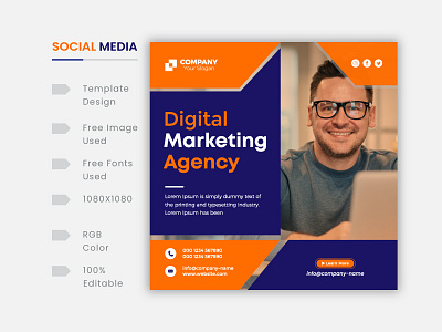 Digital marketing social media banner design template socials media template