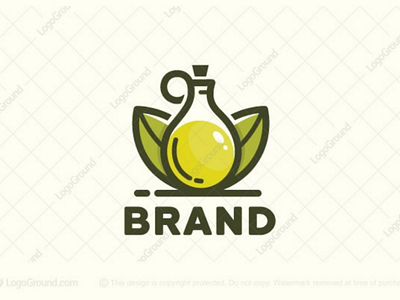 Olive Oil Logo (for sale) brand branding cosmetics flask food grean healthy leaf leaves logo logos natural nature oil olive olives plant vegan vegetarian