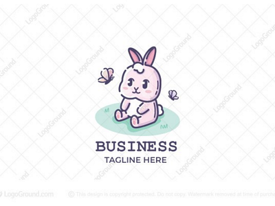 Spring Bunny Logo baby branding bunny butterflies cute flowers logo rabbit small spring