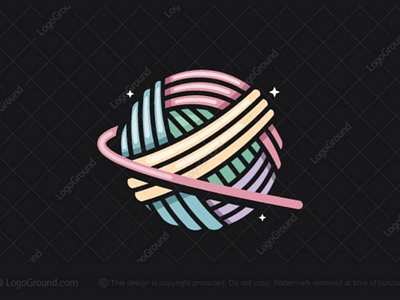 Knitting Planet Logo (for sale) branding crafting crossing handmade knitting logo logos seamstress sewing space stitches universe wool yarn