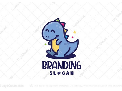 Happy Dinosaur Logo (sold) baby branding cartoon cheerful children colorful cute dinosaur educational fun happy kids logo logos mascot shop brand store toys
