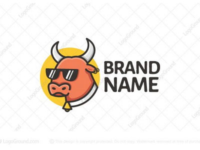 Cool Bull Logo animal bovine branding bull calf cartoon cattle cool cow funny horns logo logos mascot ox sunglasses