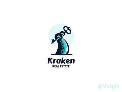 Kraken Key Logo (for sale) animal branding creature design graphic design home housing key kraken logo logo 2d logos marine modern monster octopus realestate tentacle