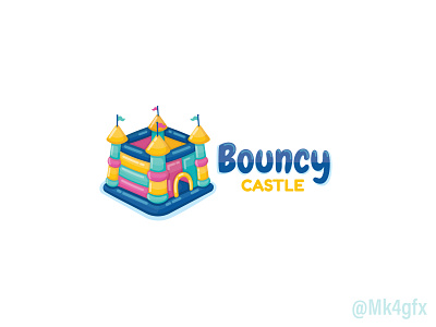 Bouncy Castle Logo (for sale) babies birthday bouncing bouncy branding castle children colorful cute design graphic design happy illustration inflatable kids logo logo 2d logos party toys
