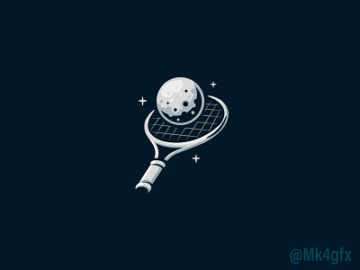 Moon Sports Logo (for sale) ball branding illustration logo logos modern moon racket racquetball space sparkle sport sports stars tabletennis tennis