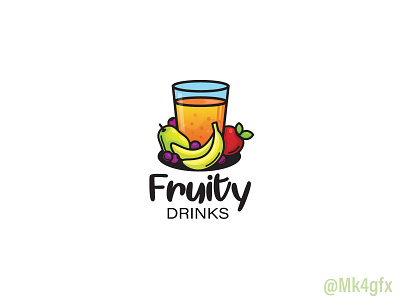 Fruity Drink Logo (for sale) apple banana branding drink drinks fruit fruits grapes green healthy illustration juice logo modern orange pear smoothie
