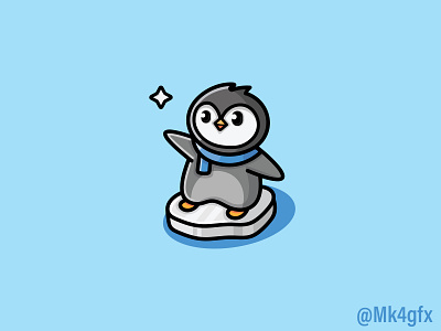 Cute Penguin Logo (Sold) animal branding cartoon cold cute design fun happy ice illustration logo logo 2d logos mascot modern northstar penguin skating snow star