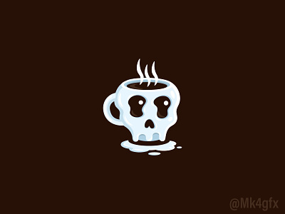 Melting Skull Coffee Logo (for sale) branding cafe chocolate coffee coffeeshop cold cup design hot ice illustration latte logo logo 2d logos melting modern shop skull