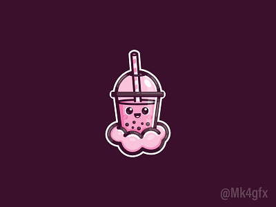 Cute Boba Tea Logo (available for purchase) adorable balls beverage boba bobatea branding bubbletea cloud clouds coffee cute design drink kawaii logo logos modern tapioca tea