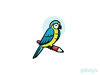 Parrot Art Logo (for sale) animal bird books branding cartoon children creative cute design drawing education flying happy logo logo 2d logos macaw parrot pen pencil