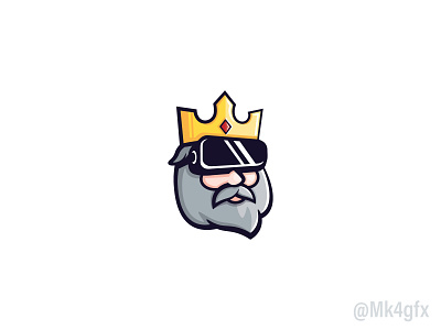 VR King Logo (Sold) ar augmented branding crown design gamer games gaming headset illustration king logo logos reality virtual vr