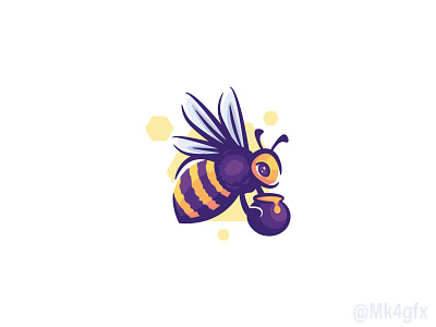 Honey Bee Logo (for sale) animal bee branding cute design honey illustration insect logo logo 2d logos modern nectar queen sweet
