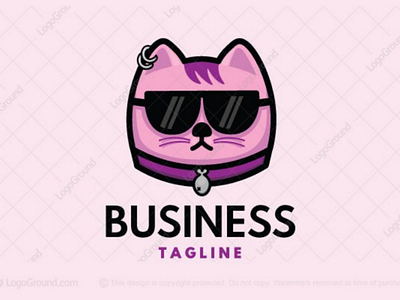 Cool cat logo (sold) cat cool cute fish geek glasses kitty logo pet pink punk