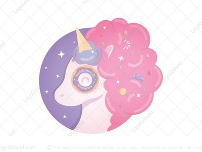 Sweet Unicorn logo for sale rainbow bakery pony horse lollipop candy doughnut ice cream sweets sweet unicorn