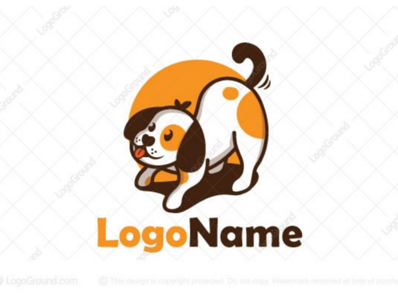 Excited dog logo for sale logo petcare petstore pet cute excited exciting happy doggy puppy dog