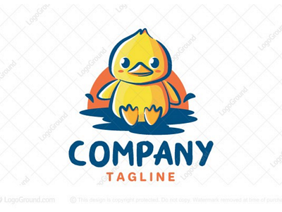 Cute duckling logo for sale baby branding cartoon cute duck duckling kids landscape logo mascot sun water