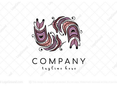 Boho feathers logo for sale bohemian boho branding drawn ethnic fashion hand hand drawn logo style tribal tribe