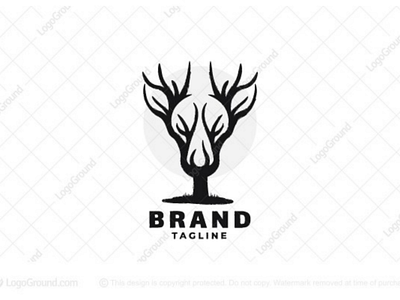 Deer Tree Logo (sold) abstract branches branding deer logo logos moose reindeer tree