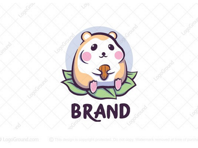 Chubby hamster logo for sale branding chubby cute eating fat hamster leaf leaves logo logos mouse nuts