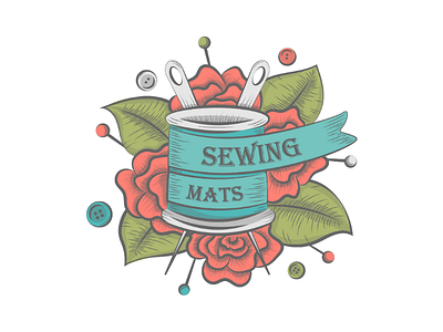 Sold logo for a sewing business branding buttons floral flowers logo logos needles pins seamstress sewing