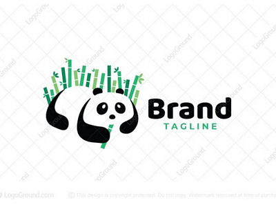 Panda logo for sale animal bamboo bear black branding cute eating green logo nature panda plants white