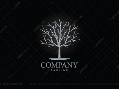 Light tree logo for sale branches branding elegant glow glowing light lights logo logos mystical silver tree white