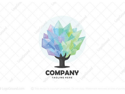 Crystals tree logo for sale branches branding crystal crysyals diamond diamonds logo logos magical natural plant tree trees watercolor