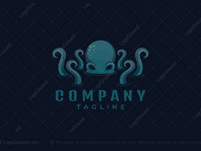 Sneaky Octopus logo for sale branding hiding lake logo logos modern monster ocean octopus sea sneaking spy tentacles underwater water