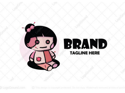 Voodoo Doll Logo for sale branding cartoon cute doll dolly girl haunted little logo logos mascot scary toy voodoo