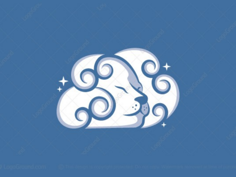 Lion cloud logo for sale branding logos logo clouds sky dreamy server networking data connection lioness dream stars cloud lion
