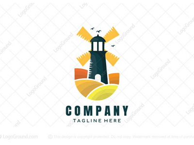 Lighthouse windmill logo for sale