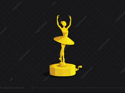 Ballerina music box logo for sale ballerina ballet box branding dance dancing doll elegant feminine fit fitness girl girly gold logo logos music musicbox woman