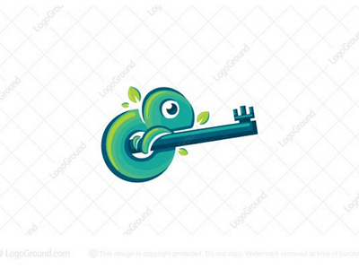 Chameleon key logo for sale branding chameleon colorful hime house housing key keys lizard logo logos modern real estate reptile