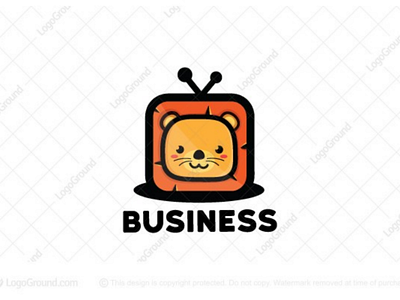 Lion TV logo (SOLD) animal branding cartoon channel cute kids lion logo logos tv video youtube