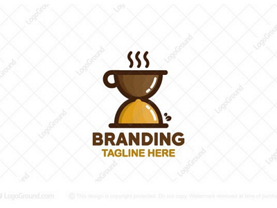Food and Coffee Time logo for sale beverage branding cafe catering cgef cloche coffee cooking drink eating food hot hourglass logo logos meal modern restaurant timr
