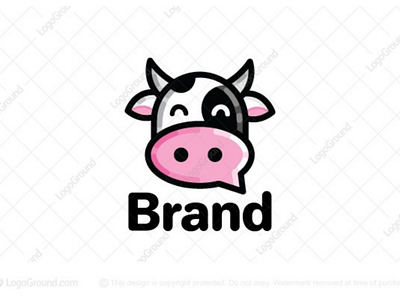 Cow chat logo (sold) animal app branding bubble chat cow cute farm logo logos milk modern moo podcast speach talk