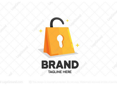Shopping Lock Logo bag box branding gold key lock logo logos online padlock safe secure security shopping