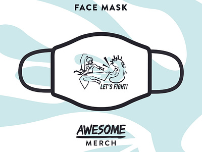 LET'S FIGHT! covid design facemask fight fighter flat illustration vector