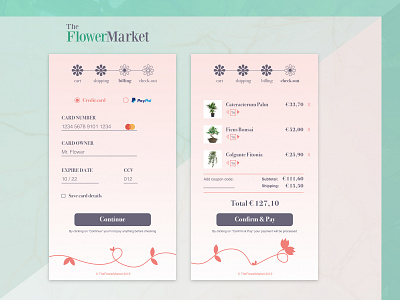 The Flower Market - Credit card checkout page 002 app dailyui design illustration ui vector web website