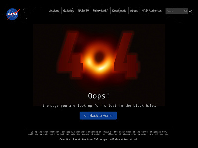 Daily UI #008 - 404 Black Hole Page 008 404 page black hole dailyui design error nasa space ui ux web website