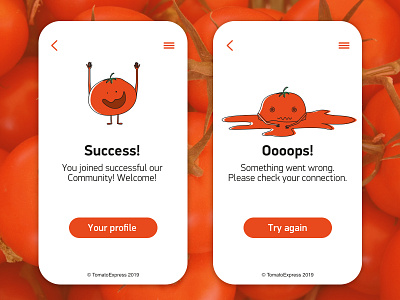 Daily UI #011 - Error/Success flash message 011 app dailyui design error message illustration success message tomatoes ui vector web