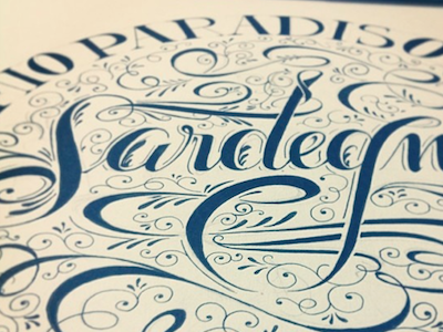 Il mio paradiso è un isola Sardegna brushpen calligraphy handtype letters type vector